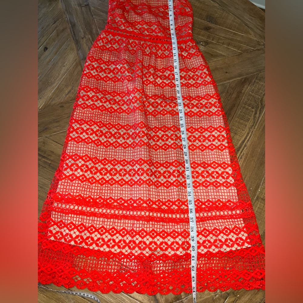 Adelyn Rae Alana Crochet Lace Midi Dress - size small -NWT-mandarin red/stunning - Picture 7 of 16